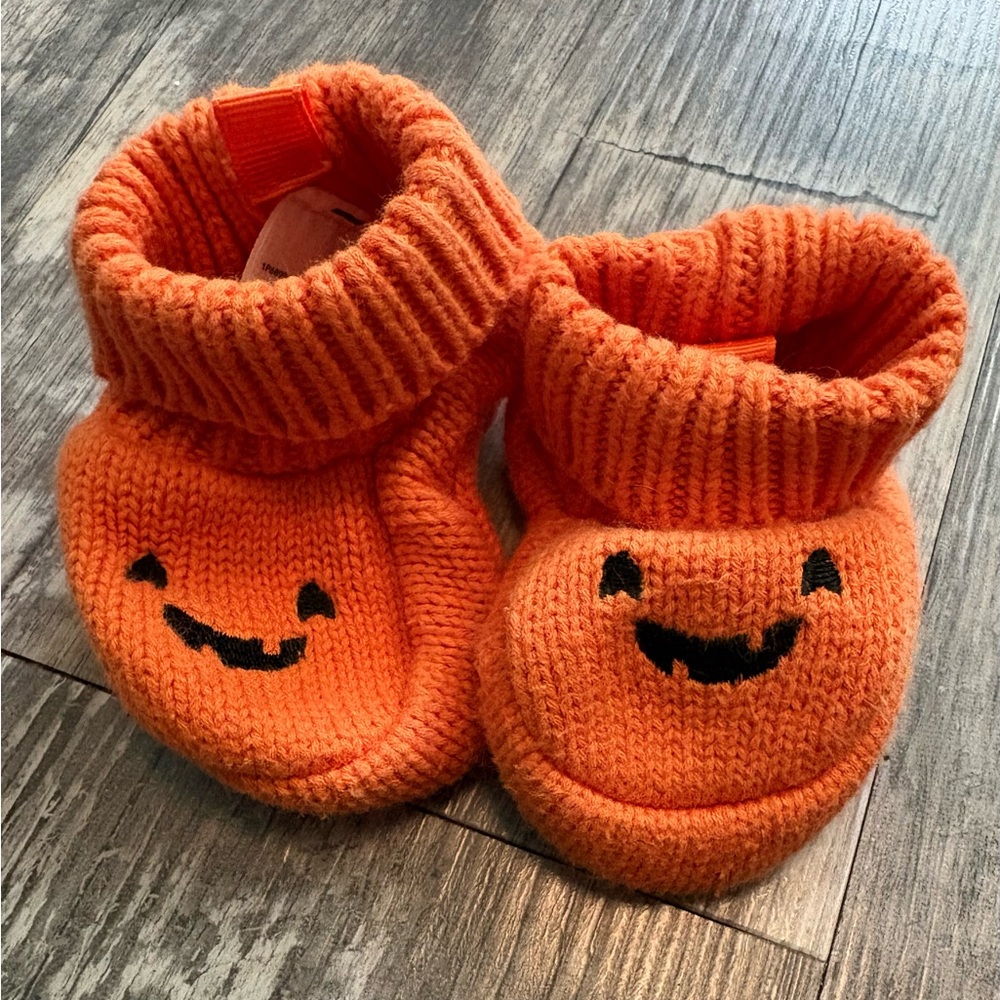 Carter's Orange Knit Pumpkin booties